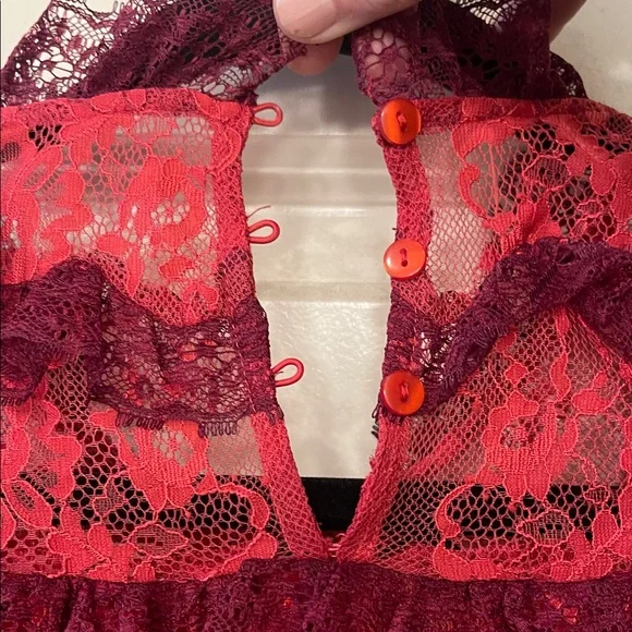 Needle & Thread Red Lace Blouse - Picture 3 of 4